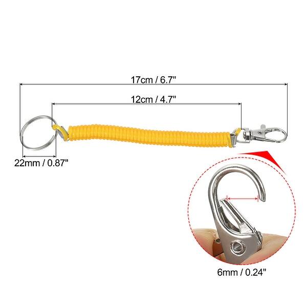 6.7" Spiral Retractable Spring Coil Keychain, Stretch Cord Key Ring